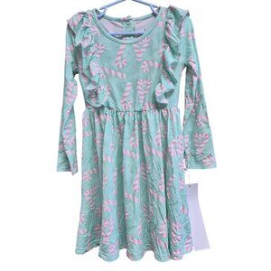 Girls Laree + Co. 4T Green Dress With Pink Candy Cane Print & Ruffles